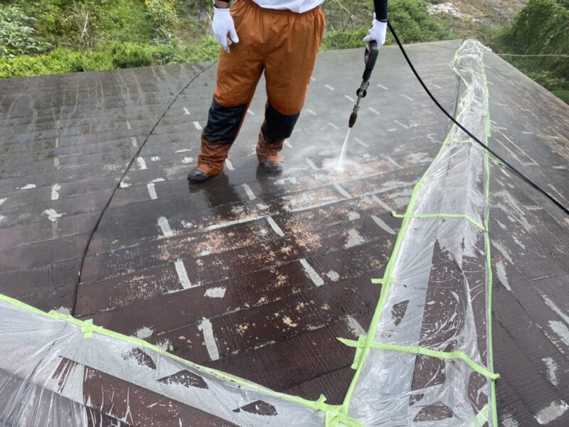 栃木県宇都宮市　屋根塗装工事　屋根の高圧洗浄